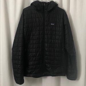 Men’s Patagonia Nano Puff Jacket Black with hood L